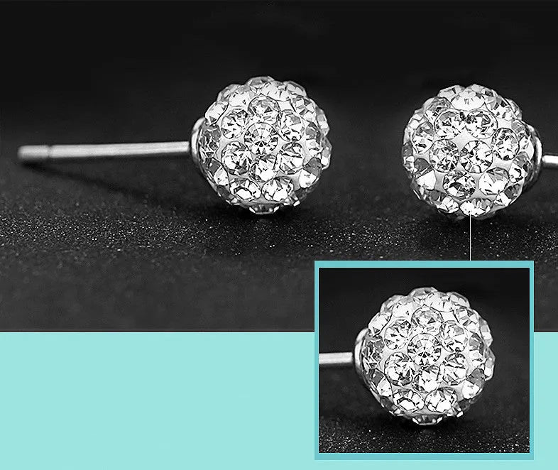 Rhodium plated 925 silver stud earrings with CZ diamond in silver colour 6mm