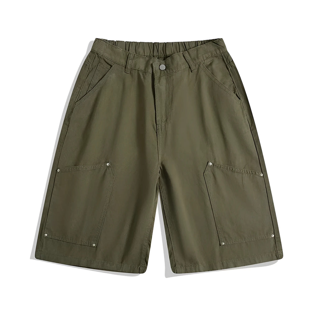 Women's workwear rivet cropped pants in wide-leg casual design showing apricot colour option with mid waist elasticated fit