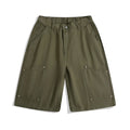 Women's workwear rivet cropped pants in wide-leg casual design showing apricot colour option with mid waist elasticated fit