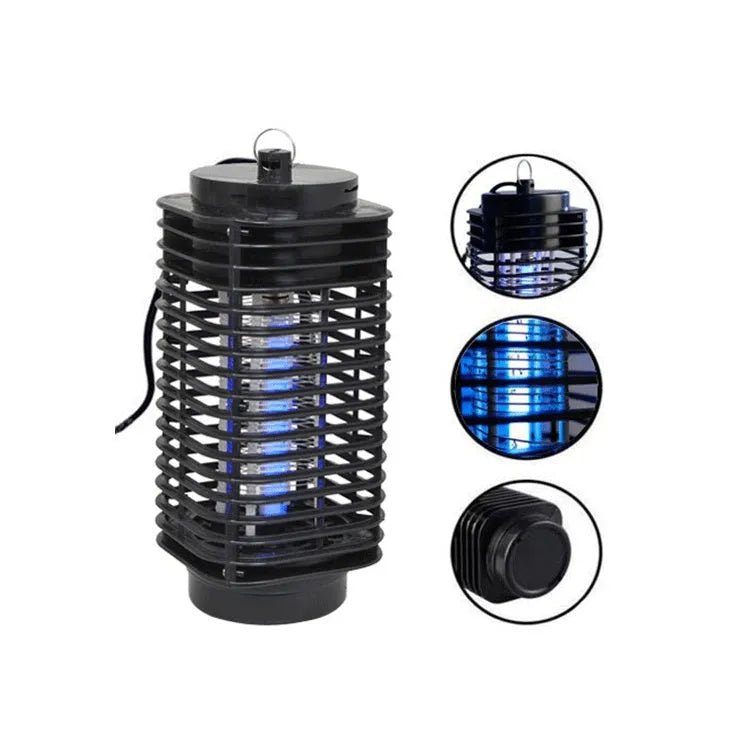 Black electronic mosquito killer lamp with British three-pin plug for indoor insect control
