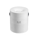 Slim modern USB rechargeable humidifier with coloured lights on a bedroom side table.