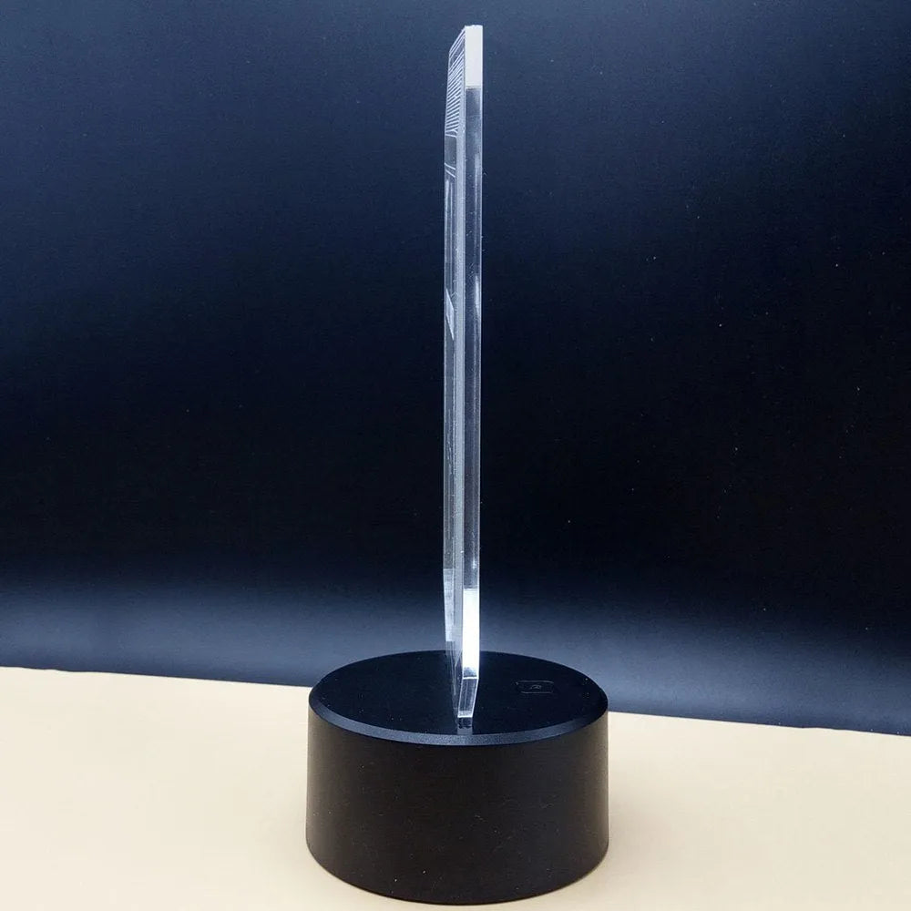 3D acrylic brain illusion LED desk lamp with colour-changing lights on black ABS base