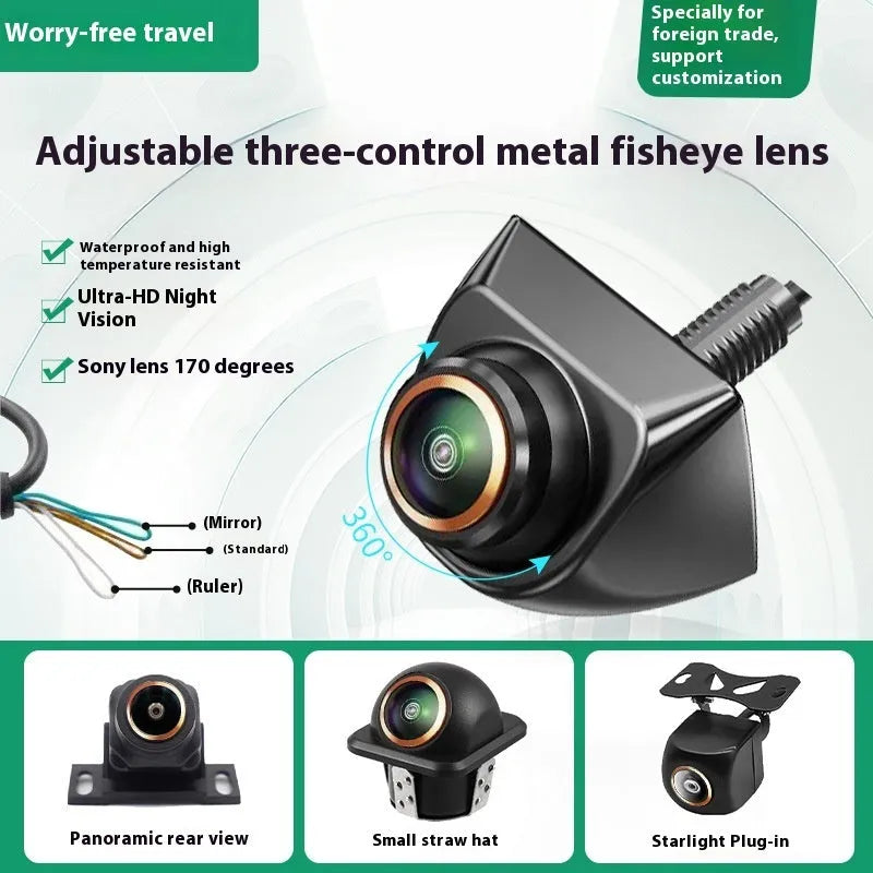 Universal metal fisheye lens for vehicle camera systems with 600TVL resolution and three-control line interface