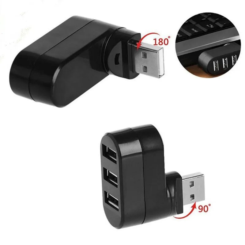 Notebook expansion multi-port USB hub splitter converter in black ABS plastic