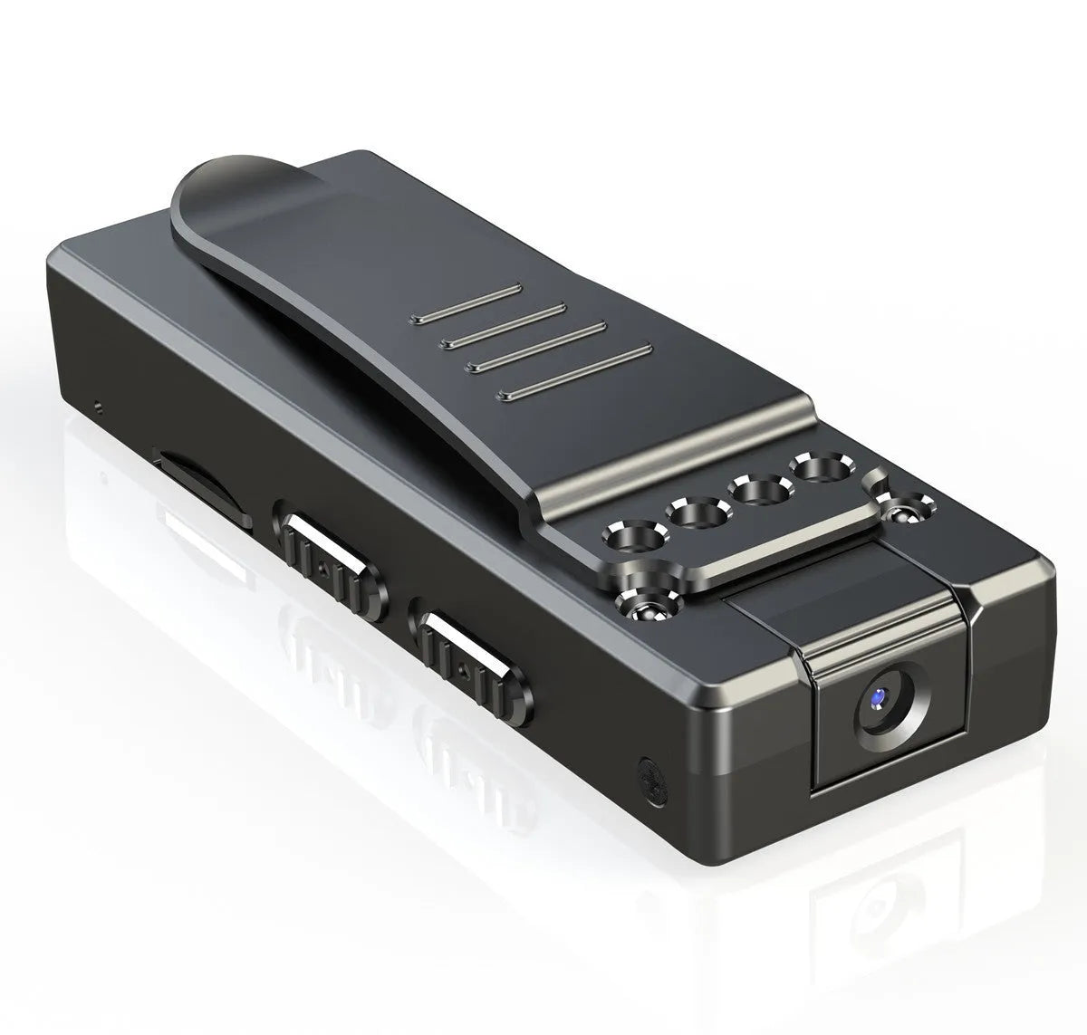 Black 1080p HD DV home camera with a lens capable of 90-degree rotation.
