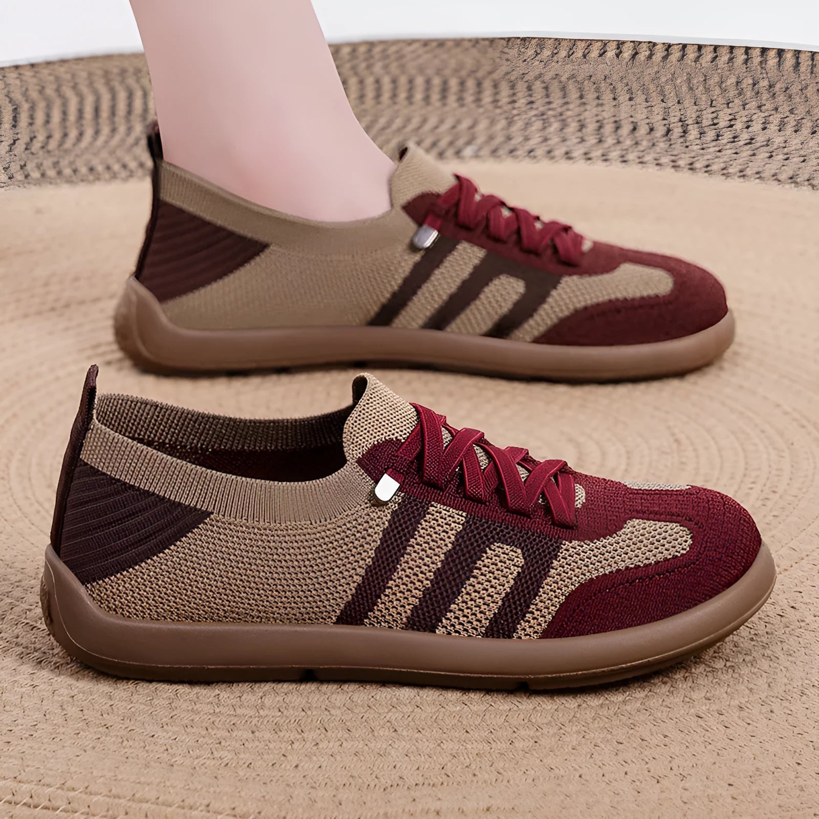 Retro German training shoes with fly woven mesh upper and polyurethane sole in low-top design