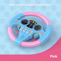 Pink plastic suction cup analog steering wheel toy with music buttons for children aged 4-6 years