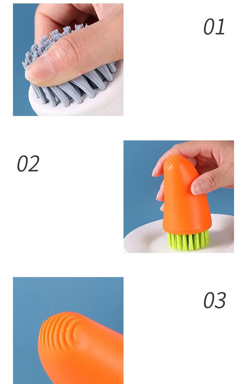 Orange and white carrot-shaped nylon vegetable cleaning brush for scrubbing potatoes