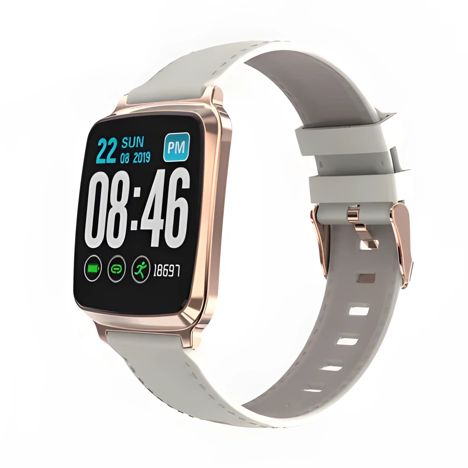 M8 smart bracelet with black TPU strap and zinc alloy body showing full touch screen display
