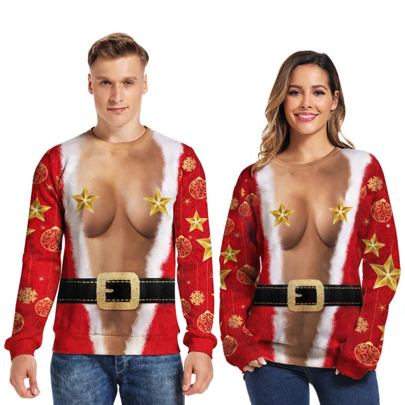 Round neck long sleeve Christmas sweater in Europe America hedging style, available in multiple sizes from S to 3XL