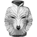 Men's long sleeve hoodie with 3D animal print, round neck, and hood
