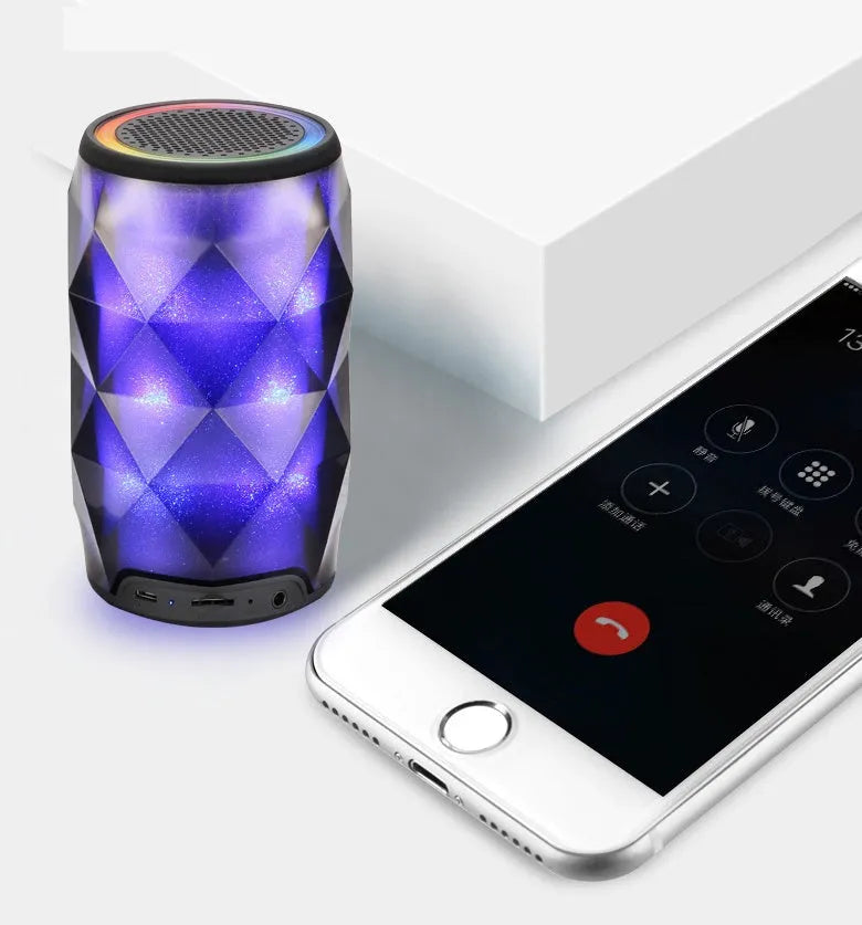 Black crystal diamond cut Coke can shaped Bluetooth speaker lantern with colourful LED lighting effects