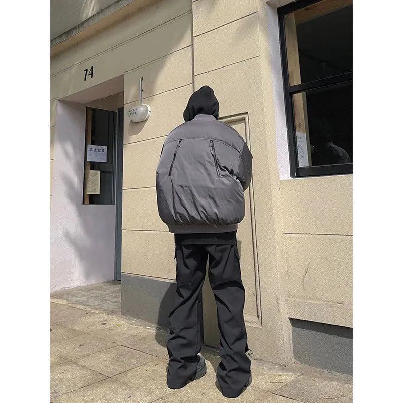 Black plaid men's trousers low waist elastic overalls polyester blend