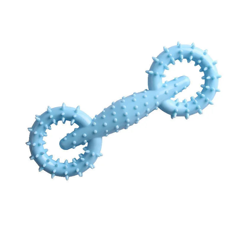 Blue TPR dog chew toy ring for puppies measuring 16cm by 5.8cm