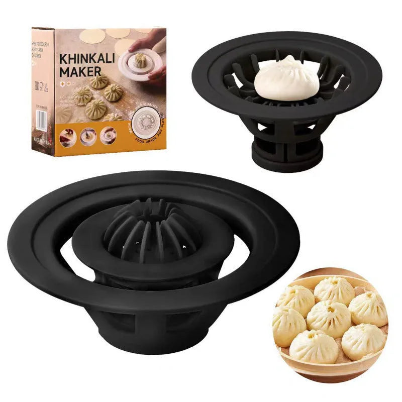 Black Jinkali steamed bun mould set with four pieces for making baozi and dumplings