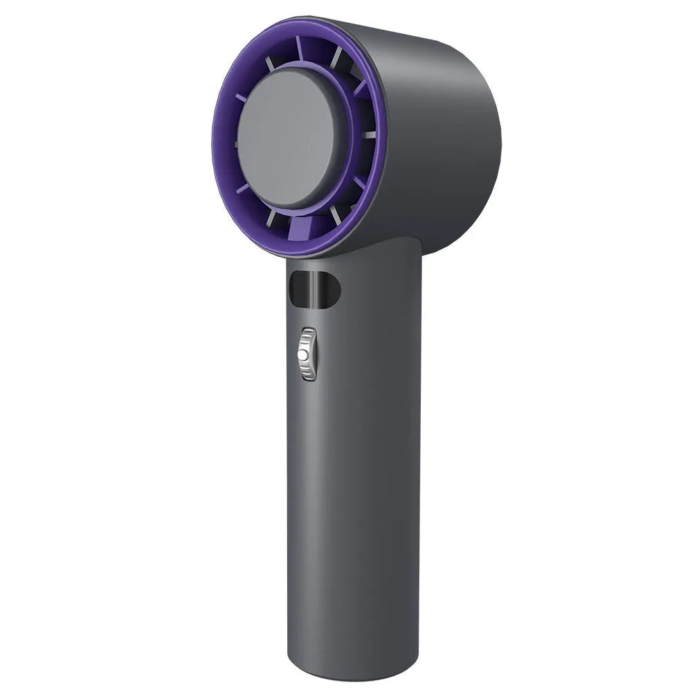 Portable handheld turbo fan with semiconductor cooling, 3000mAh battery, 58x60.5x170mm, in white