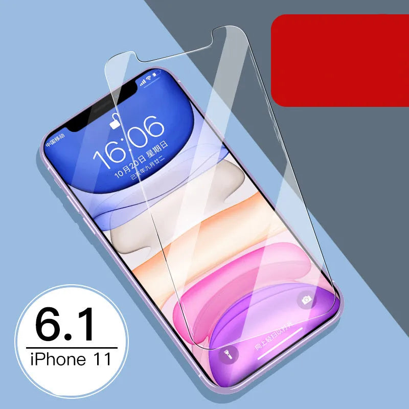 Apple iPhone tempered glass screen protector set showing front and rear film with true 10D explosion-proof construction