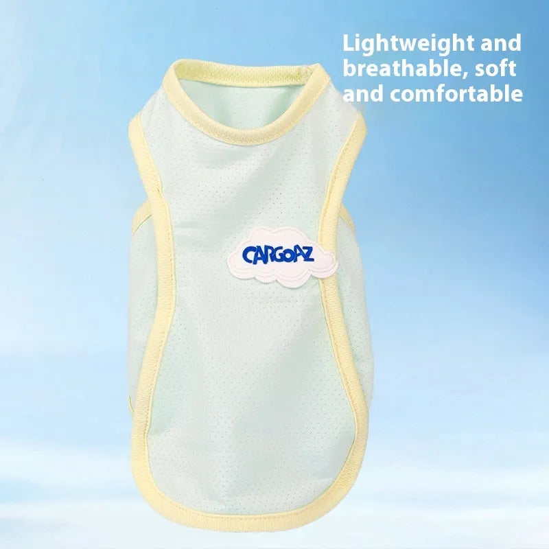 Grass green polyester cat vest with anti-lint summer design