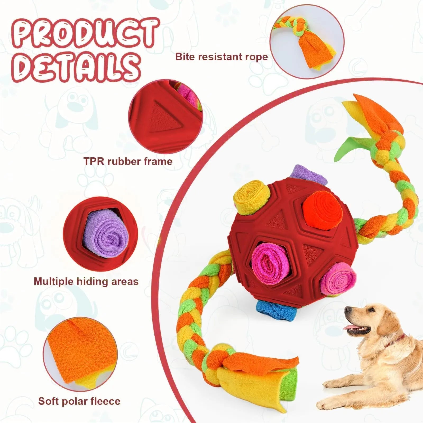 Blue bite-resistant dog sniffing puzzle ball for treat dispensing and IQ training.