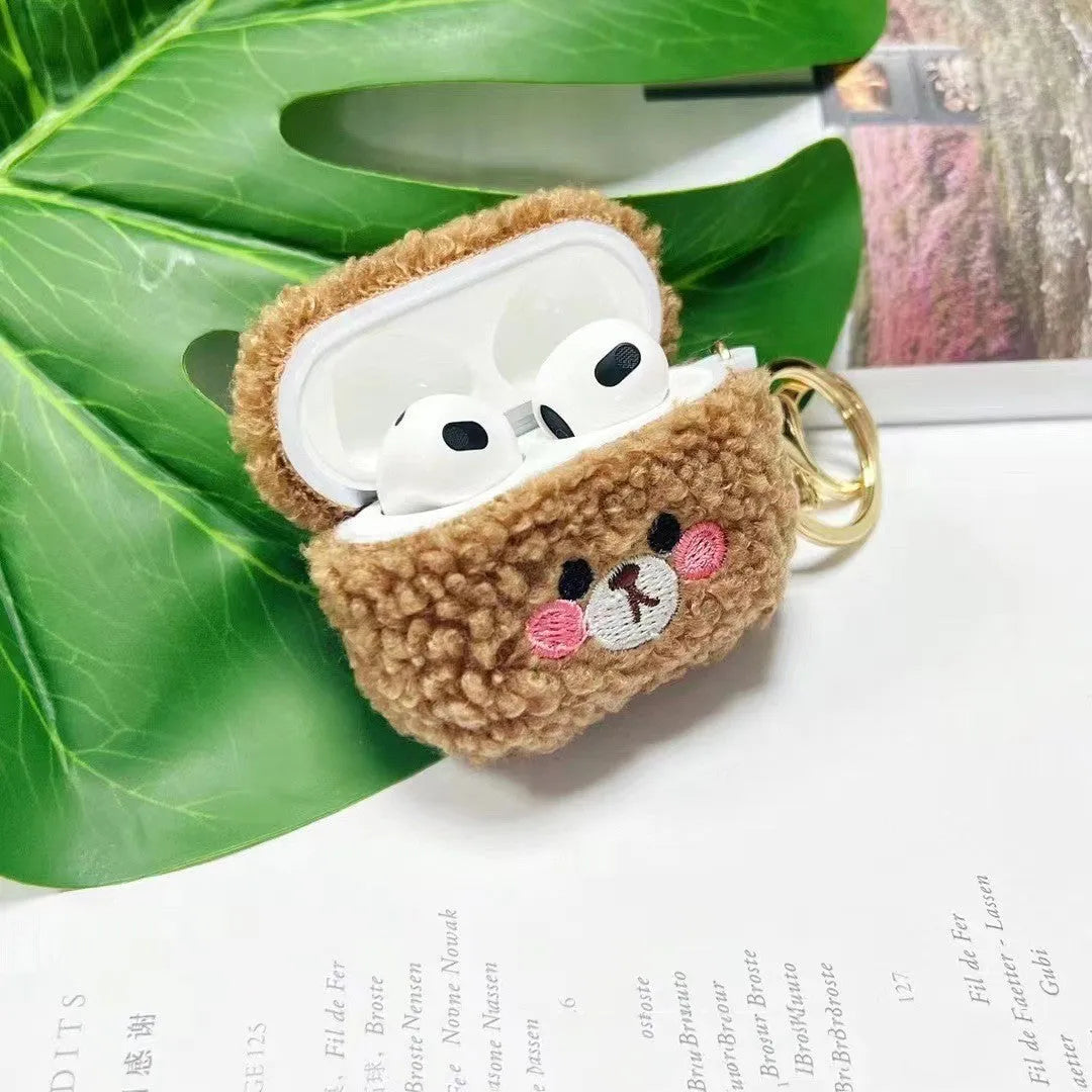 White TPU plush earphone cover for Airpods Pro 2 charging case, all-inclusive design