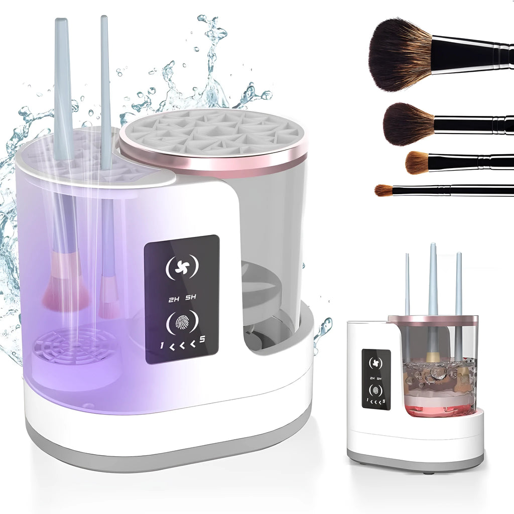 Electric makeup brush cleaner with drying chamber, 192x122x173mm, ABS PC TPE construction, EU plug variant
