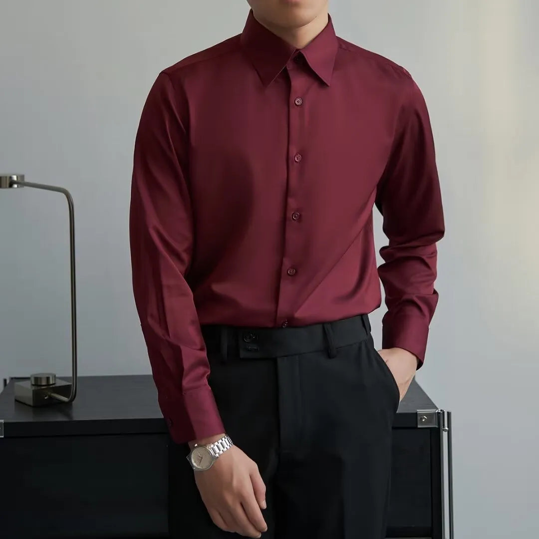 Man wearing a black long sleeve loose fit cardigan in Korean Japanese retro style