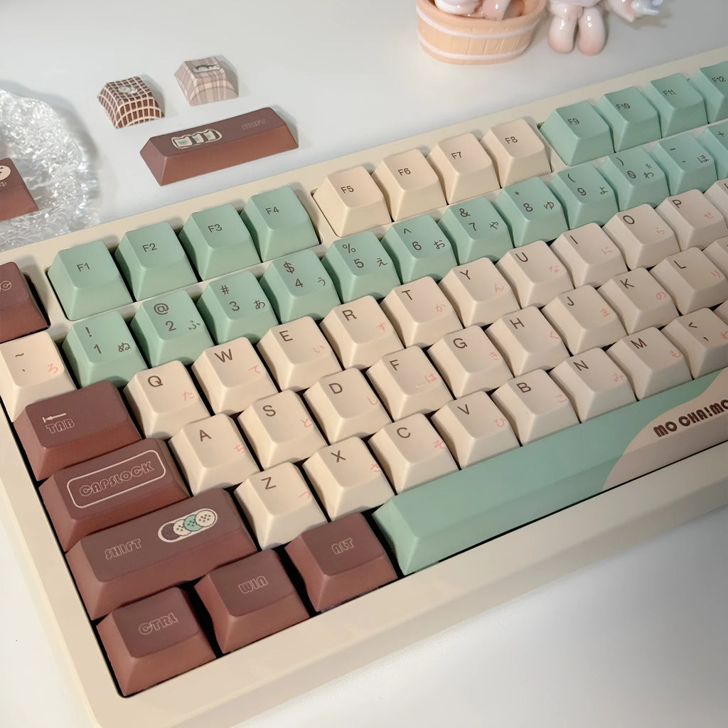 CAP adaptive cross satellite shaft mechanical keyboard keycaps in matcha green theme colour