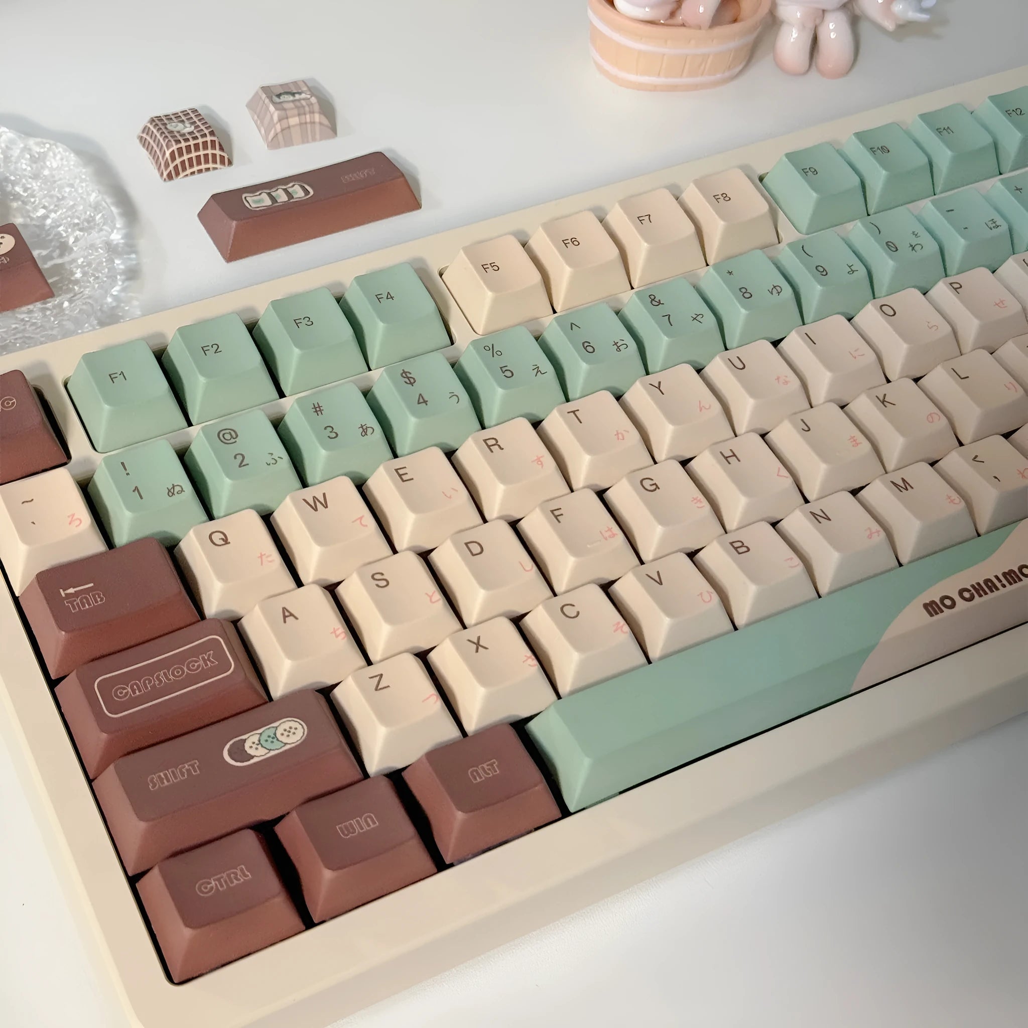 CAP adaptive cross satellite shaft mechanical keyboard keycaps in matcha green theme colour