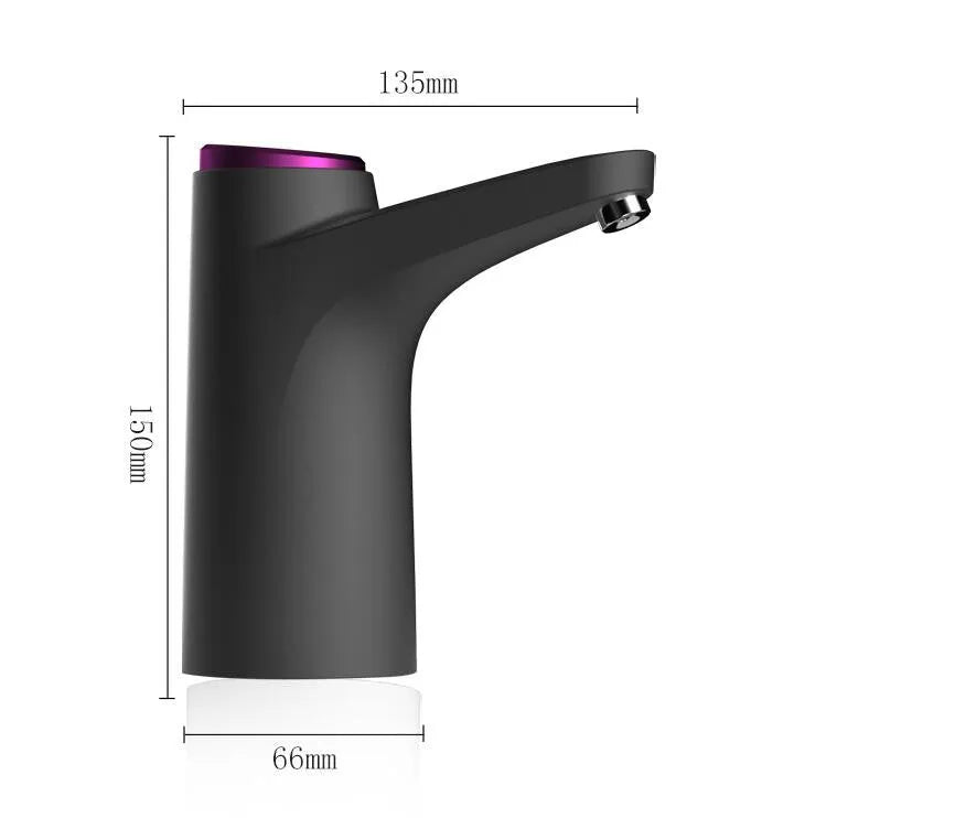 Dark grey touch automatic desktop water dispenser with USB charging and 50cm water pipe on kitchen countertop