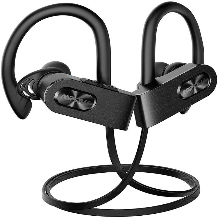Flame2 black hanging ear Bluetooth headset showing earpiece design