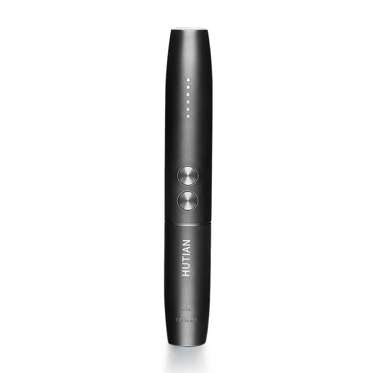 WT09 portable spy gadget detector with antenna, pen-style black body, and signal strength LED indicators on a table