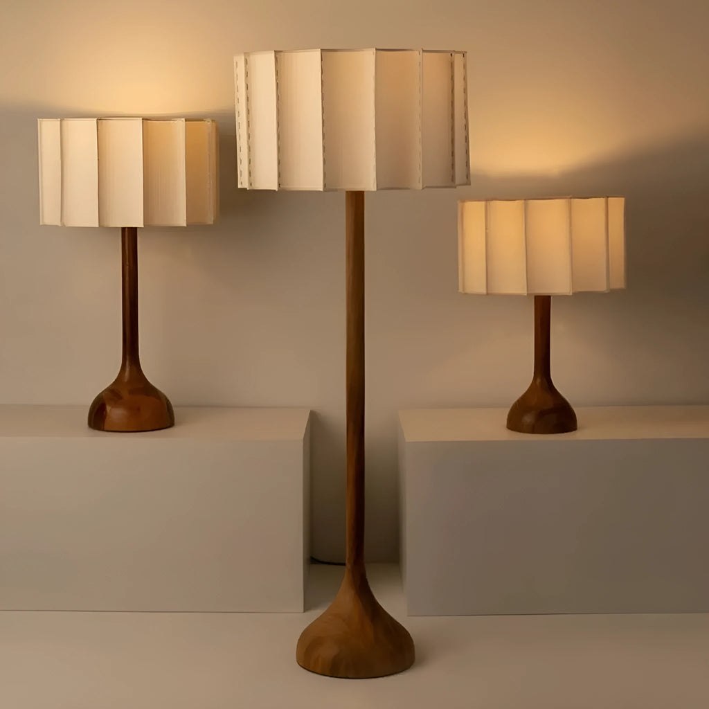Japanese-style solid wood table lamp on living room table, 32 x 50cm, three-colour light source