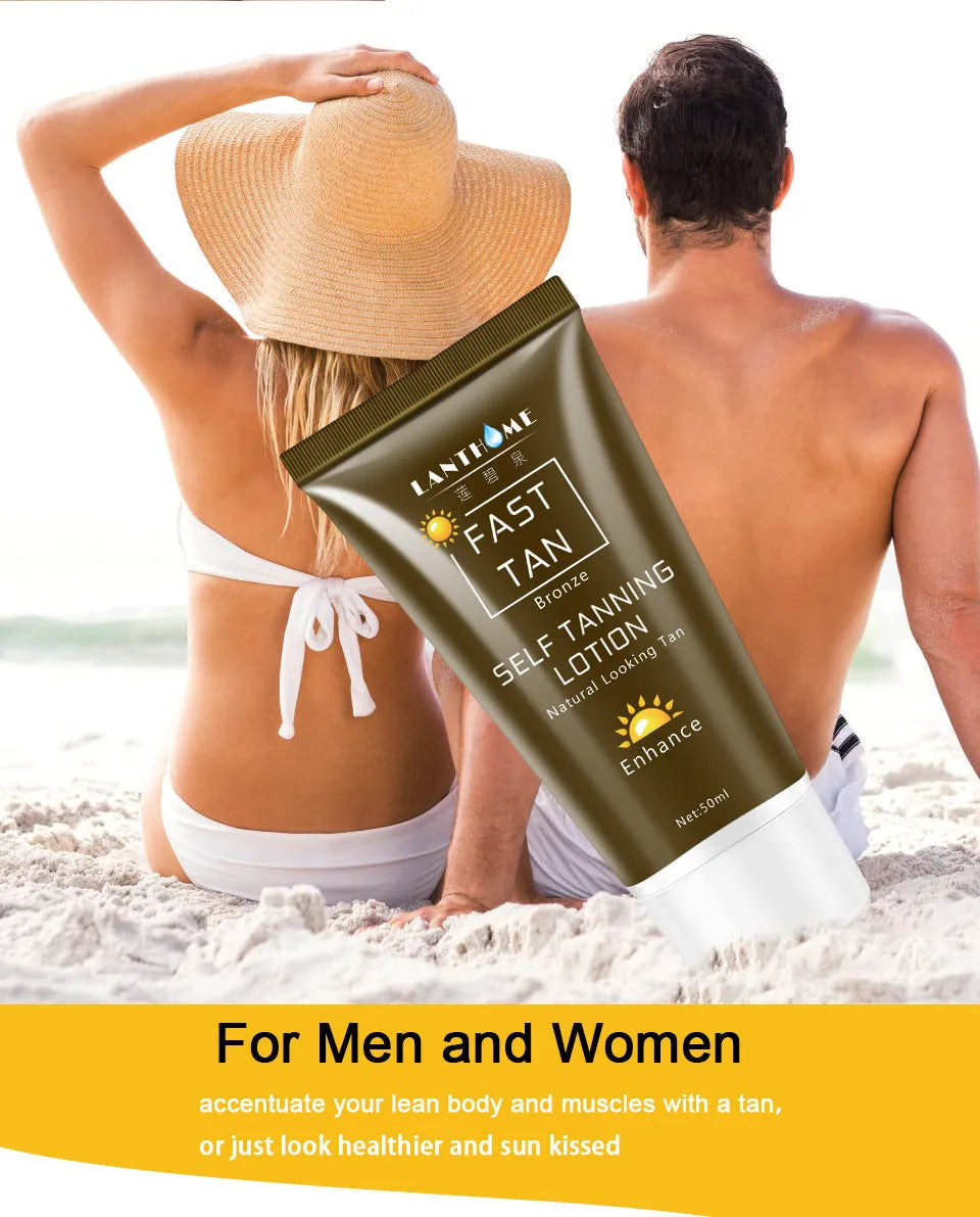 50ml tube of brown tanning cream body lotion for natural bronze skin