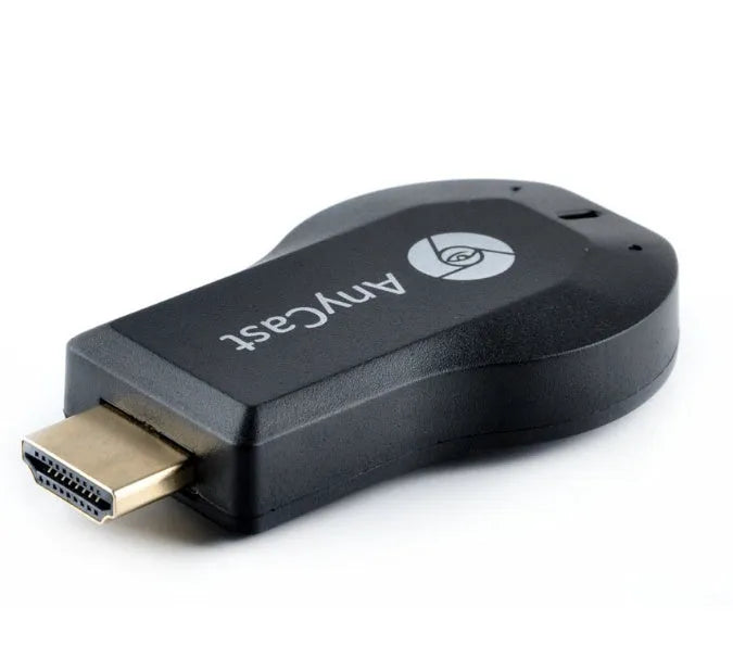 Wireless HDMI display dongle receiver in black for screen mirroring to TV monitor projector