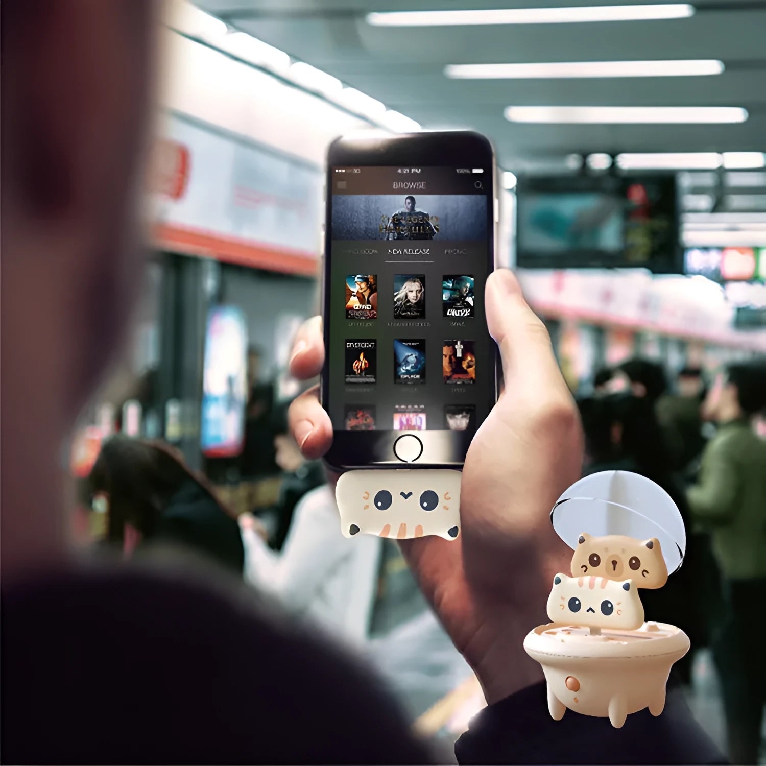 Cartoon design power bank for Apple iPhone charging with bear and cat options