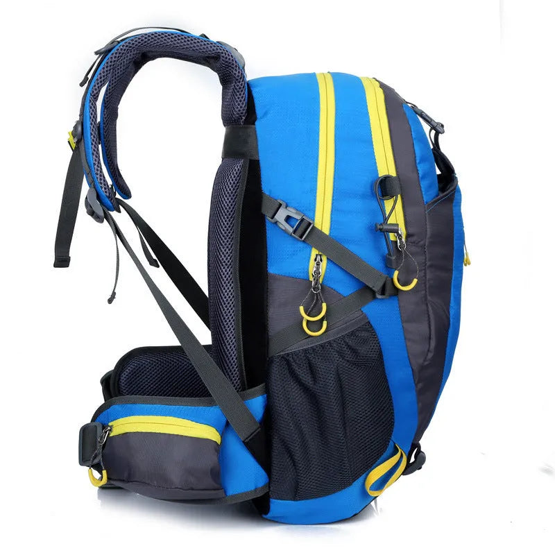 Nylon hiking camping backpack 36-55L in army green for outdoor sports