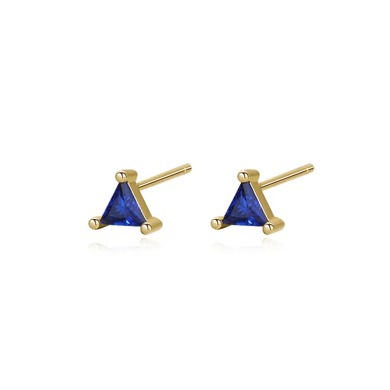 925 sterling silver geometric triangle zircon stud earrings in gold red zirconium finish