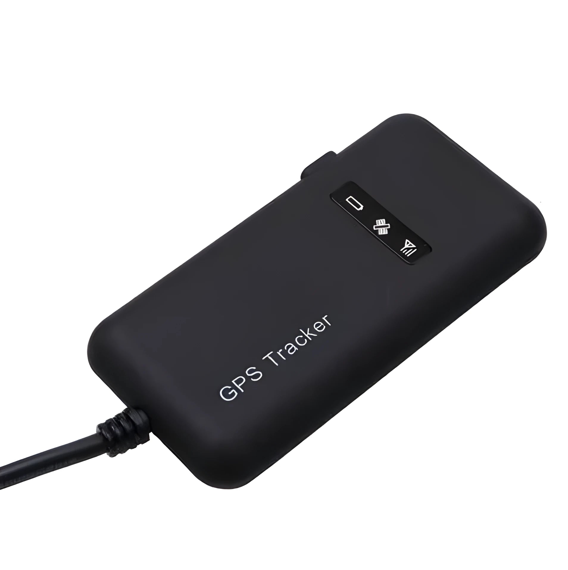 Electric car tracker GPS anti-theft device in black ABS+PC casing with compact dimensions