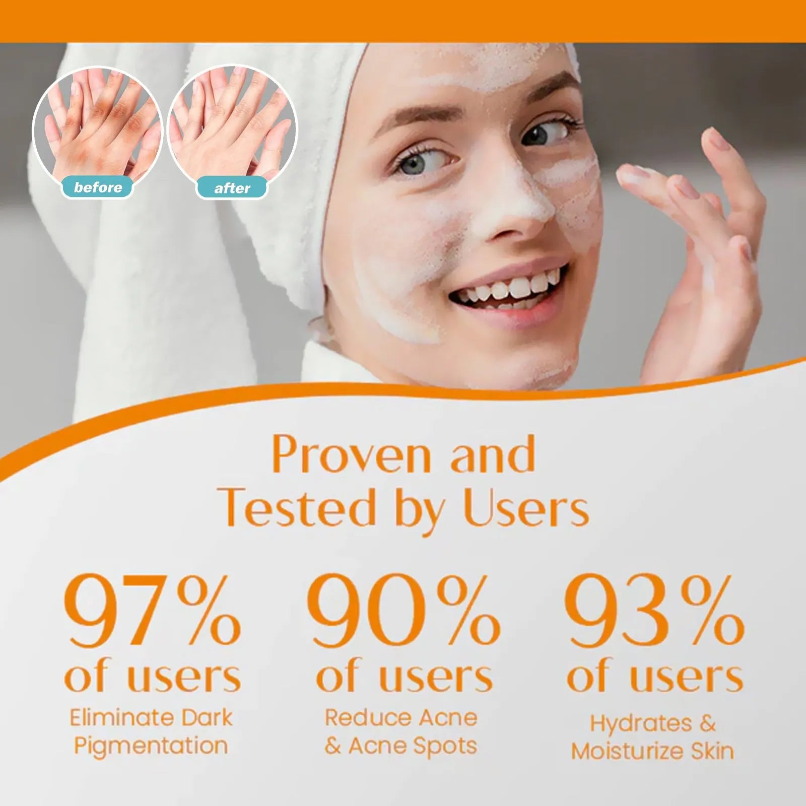 100g white vitamin C whitening soap bar with kojic acid and botanical extracts on a plain background.