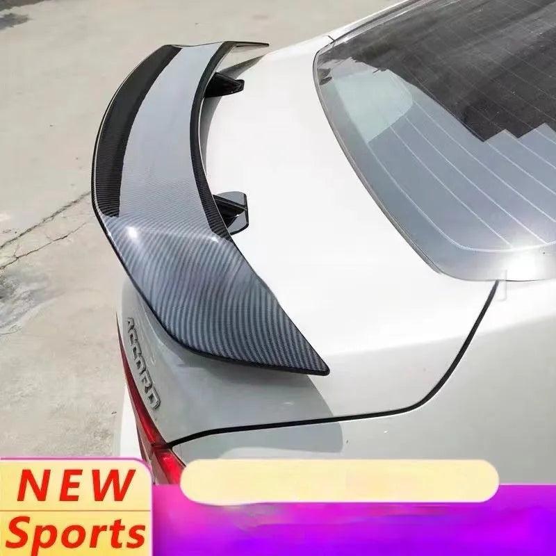 Universal adhesive-mount ABS car spoiler in bright black finish
