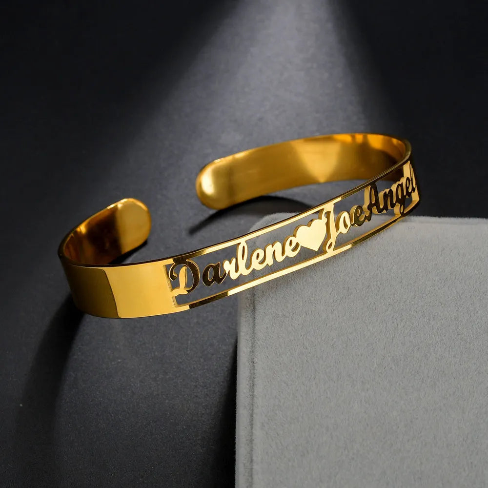 Custom name bracelet stainless steel silver finish with engraved text 6mm width