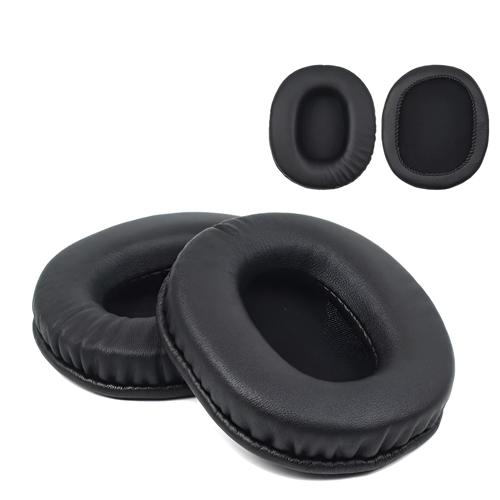 Two black PU leather replacement earmuff covers for Sony MDR-1R headphones.