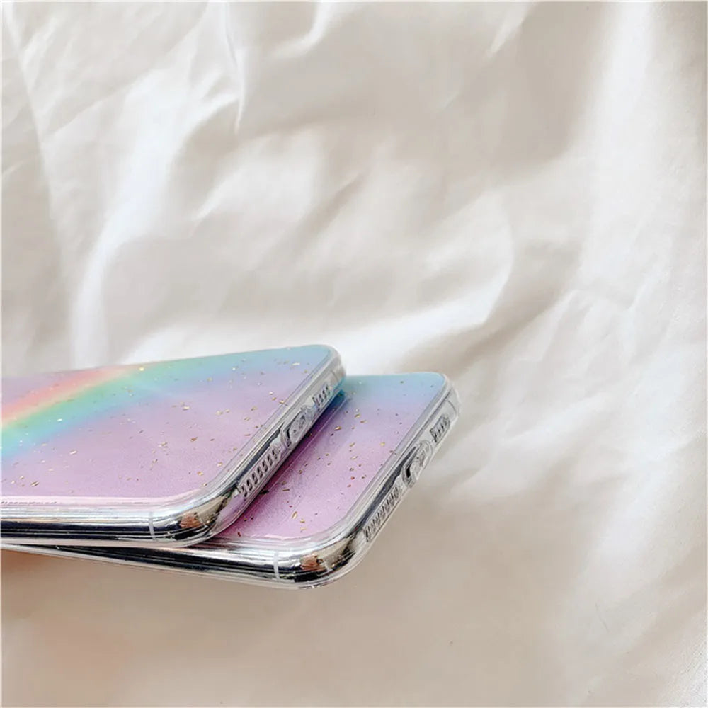 Rainbow gradient Japanese Korean stripe design TPU phone case for iPhones