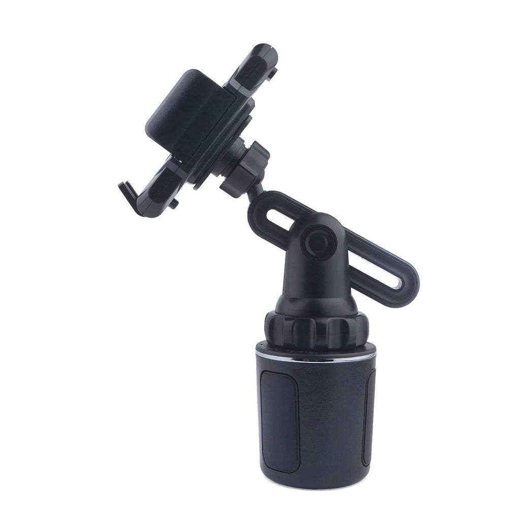 Black car water cup holder mobile phone holder with 360° rotation and adjustable height, made from ABS material
