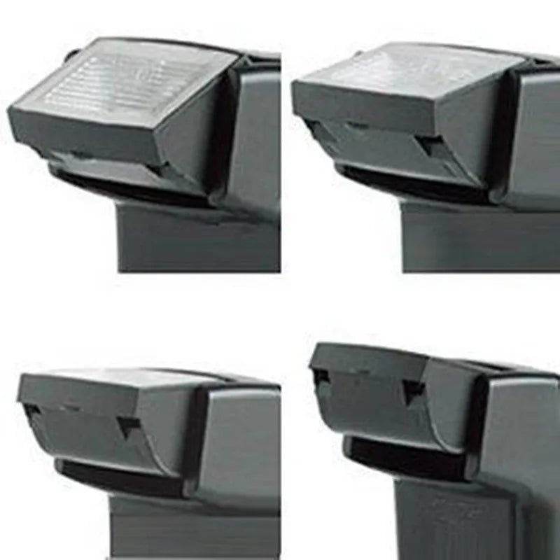 Compact silver SLR camera flash unit tilted on a hot shoe mount.