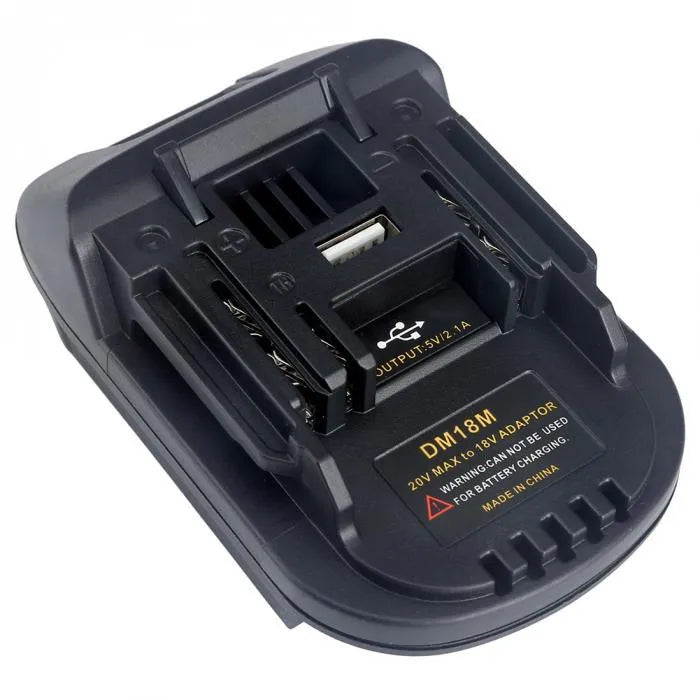 Black Milwaukee to MAKITA battery adapter measuring 125x90x65 mm for DM18M to H99F conversion