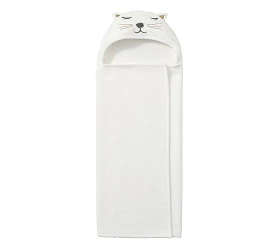 Cotton lion and cat shape bath towel 85x58 cm for baby, featuring soft fabric and animal design