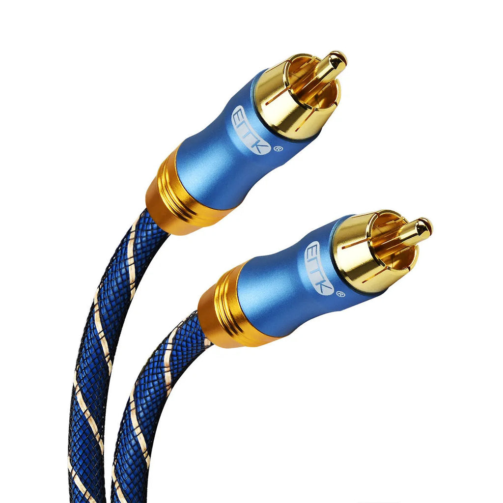 3 metre gold-plated digital coaxial audio cable with blue sheath and RCA connectors