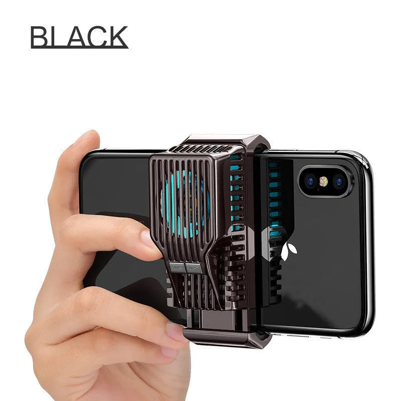 Black mobile phone radiator clip with aluminium alloy cooling elements for 4-7 inch phones