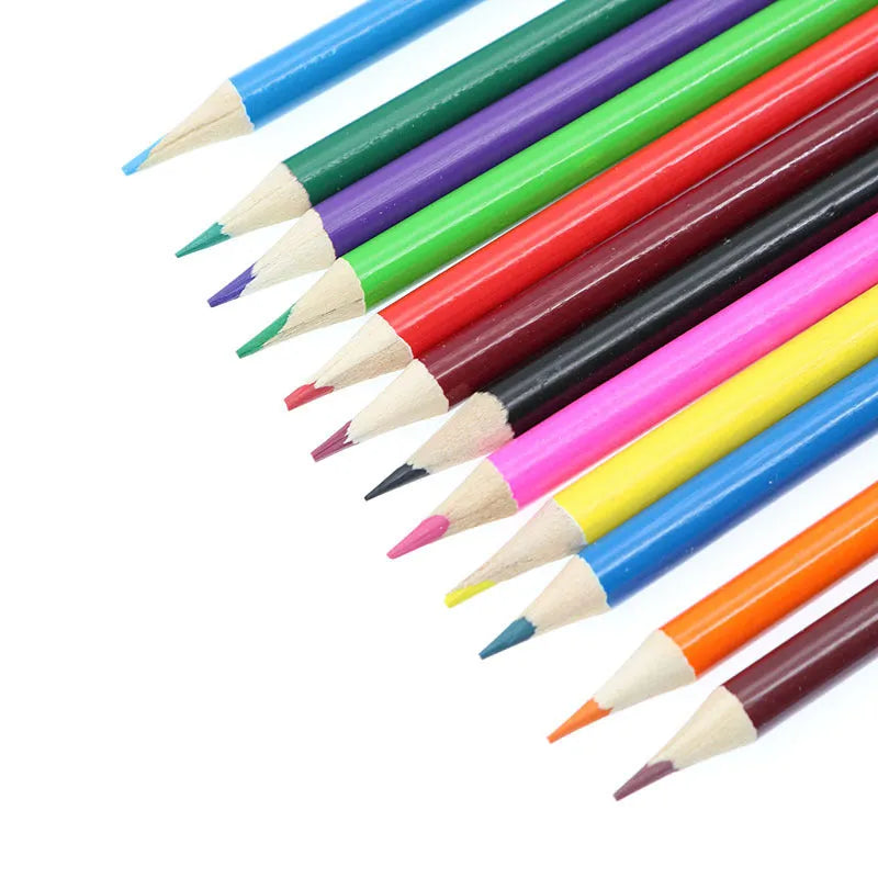 Children's 12-color wooden colored pencil set with 2B lead in assorted shades